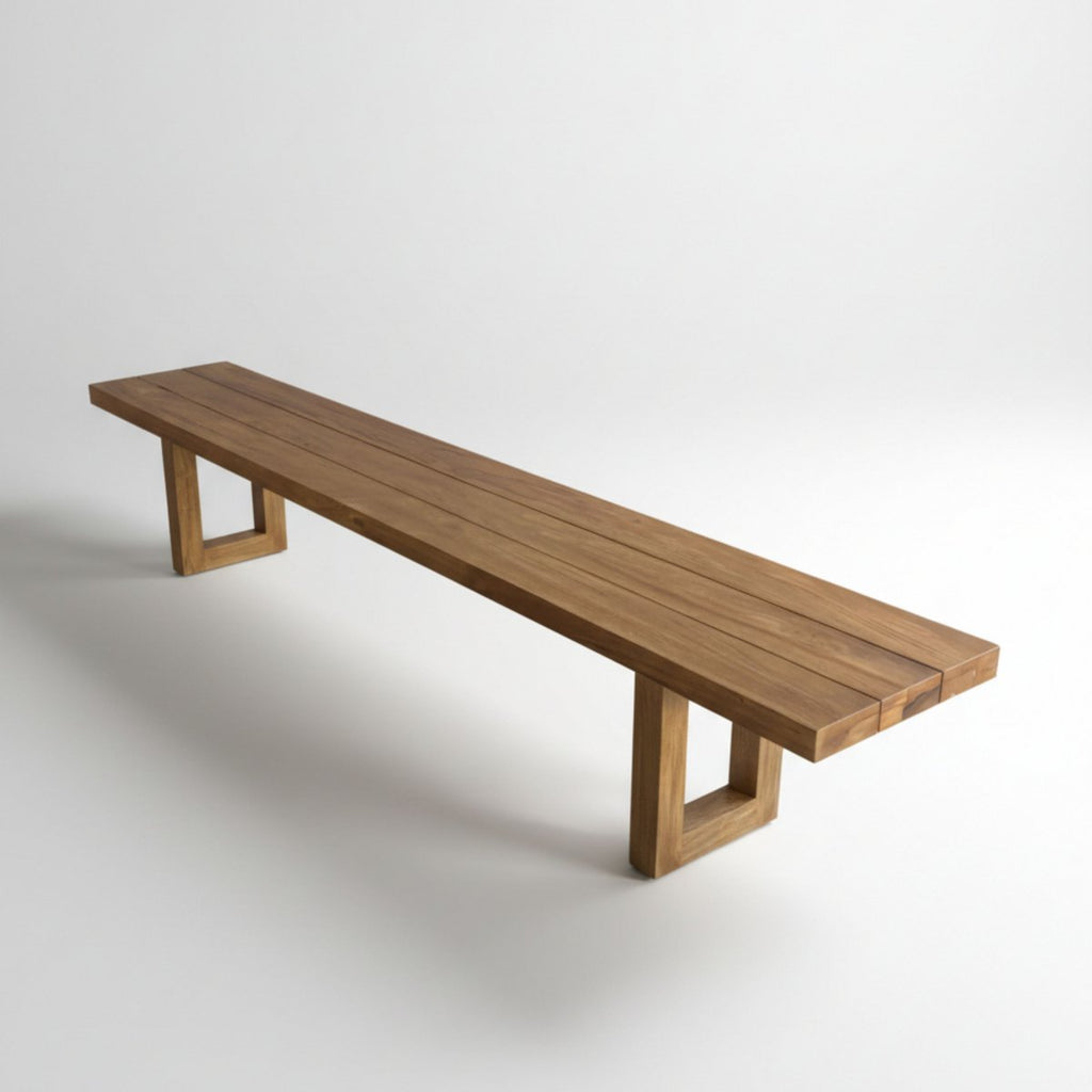 Grand banc en bois massif – Pieds carrés – Naturel – 220cm | Bazar Bizar