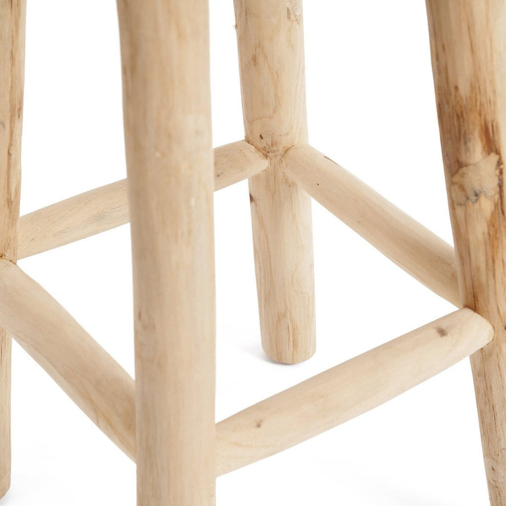 Tabouret de bar en raphia et teck – Naturel – 75cm | Bazar Bizar