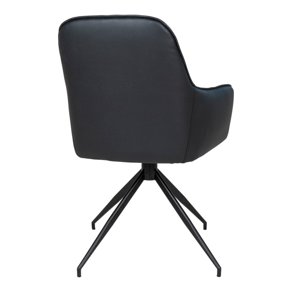 Chaise de salle à manger pivotante Harbo - Noir, cuir PU, pieds en métal noir