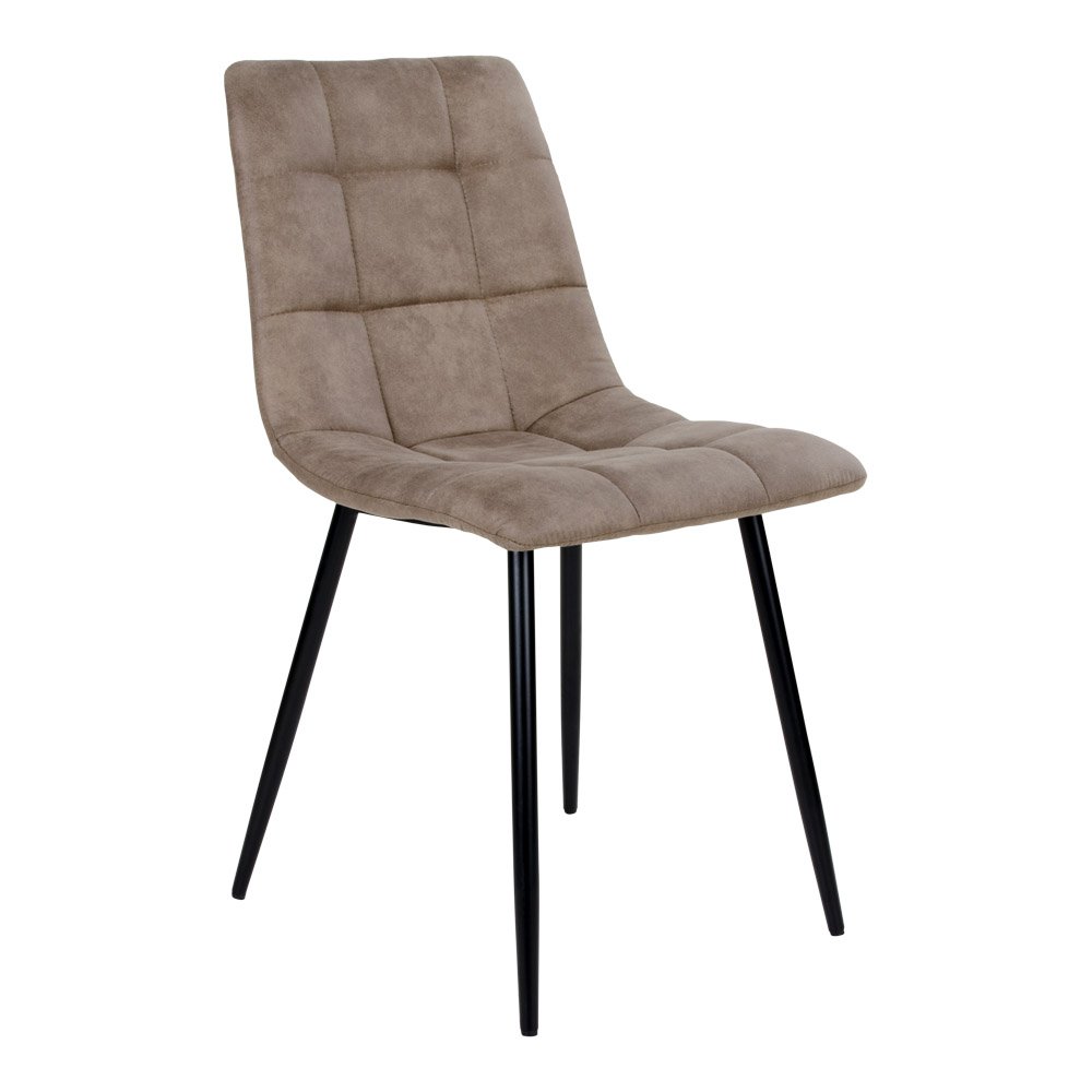 Chaise de salle à manger Middelfart – Marron, microfibre, pieds en métal noir – Lot de 2