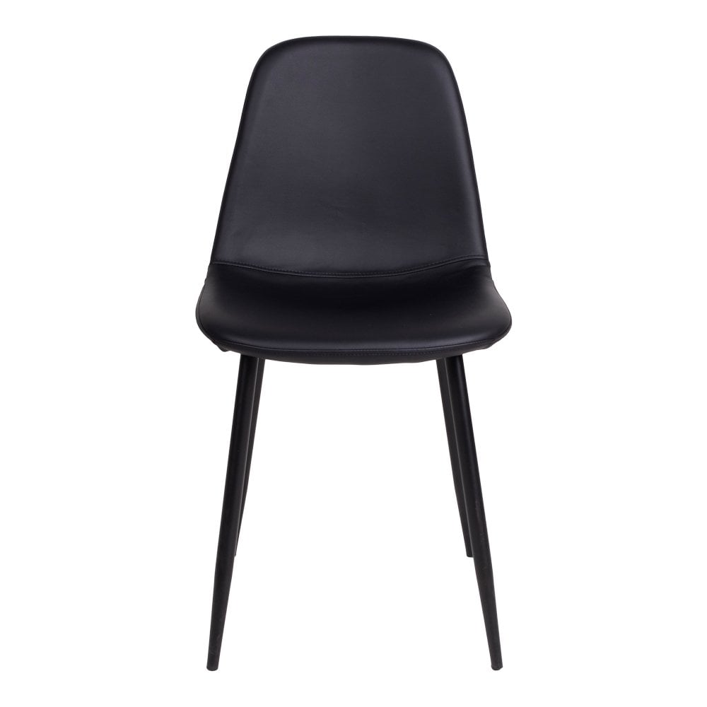 Chaise de salle à manger Stockholm – Noir, cuir PU, pieds en métal noir – Lot de 2