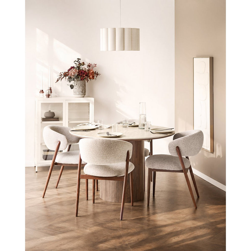 Suspension Watton en acier et lin gris et beige