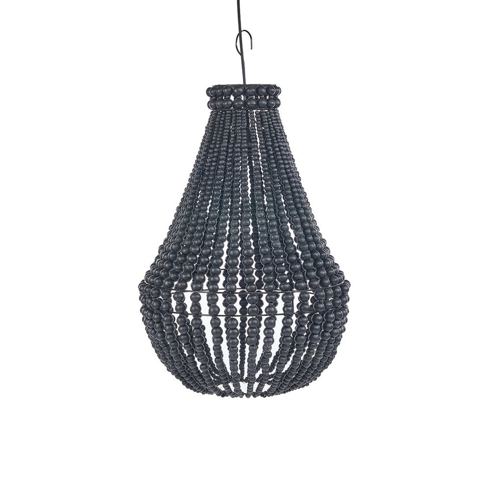 Lustre en perles de bois Teardrop – Noir – M | Bazar Bizar
