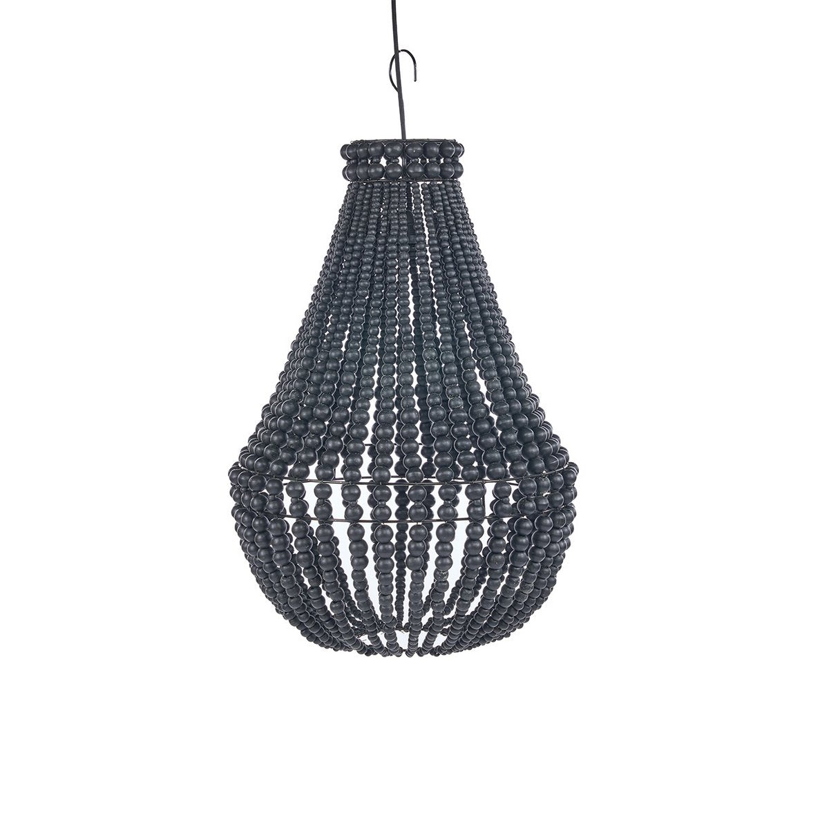 Lustre en perles de bois Teardrop – Noir – M | Bazar Bizar