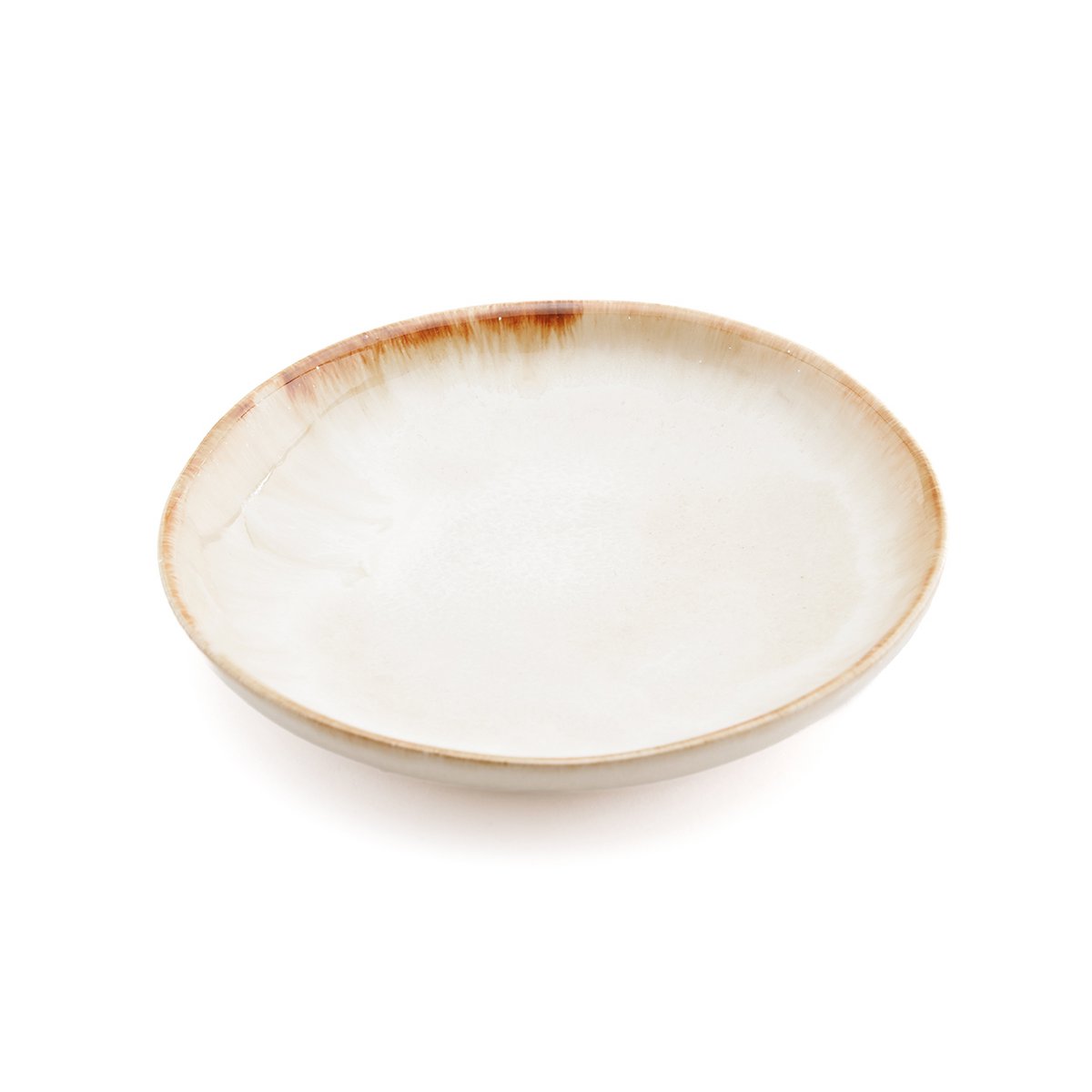 Assiette apéritif en grès Cascais – Blanc & Or | Bazar Bizar