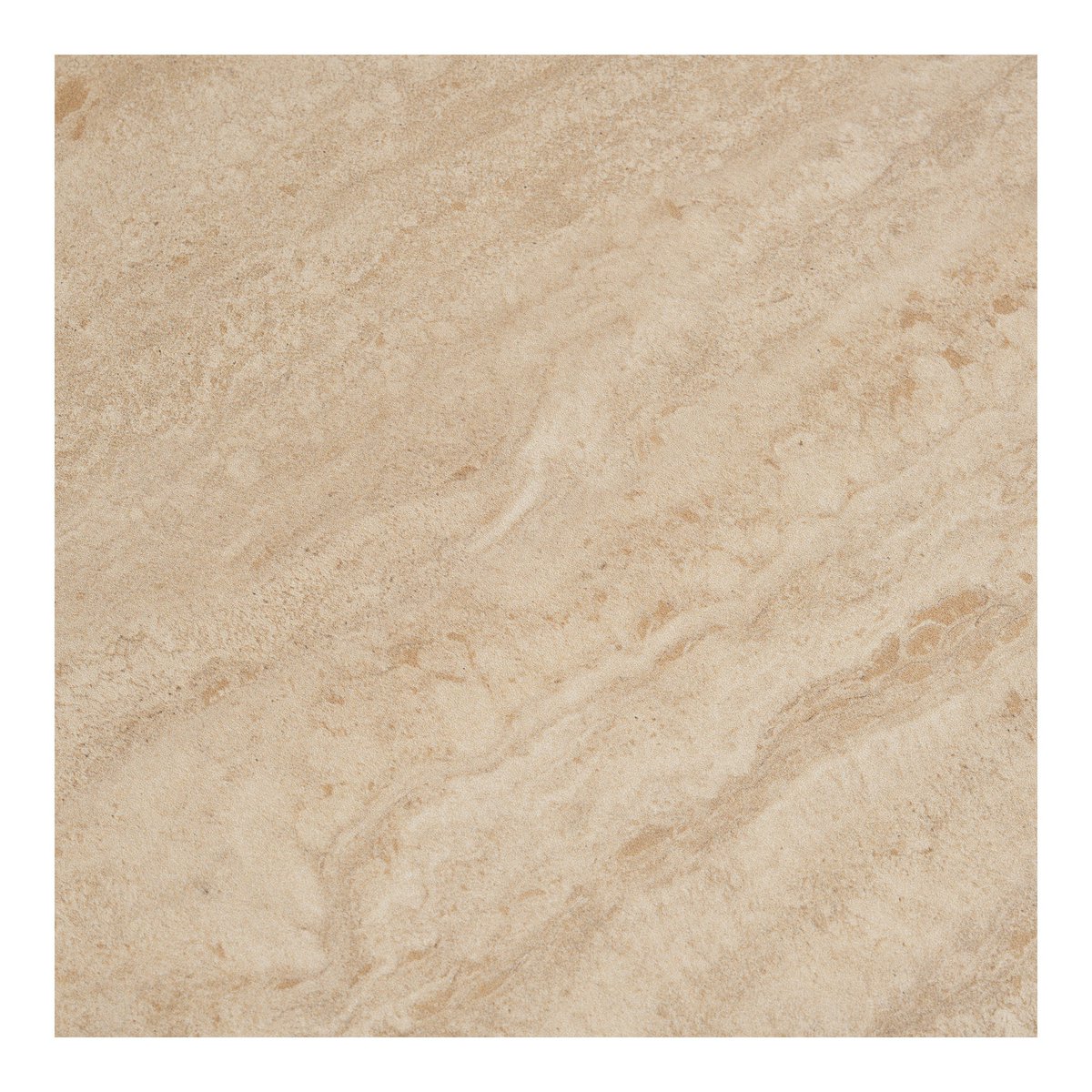 Table d'Appoint Annecy - Plateau Céramique Travertin & Pied Acier Sable, Ø50x56 cm