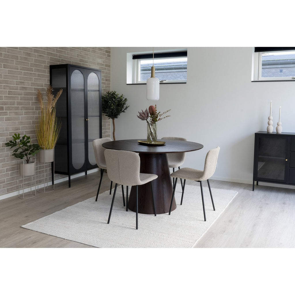 Chaise de salle à manger Halden – Bouclé beige & pieds noirs (lot de 2)