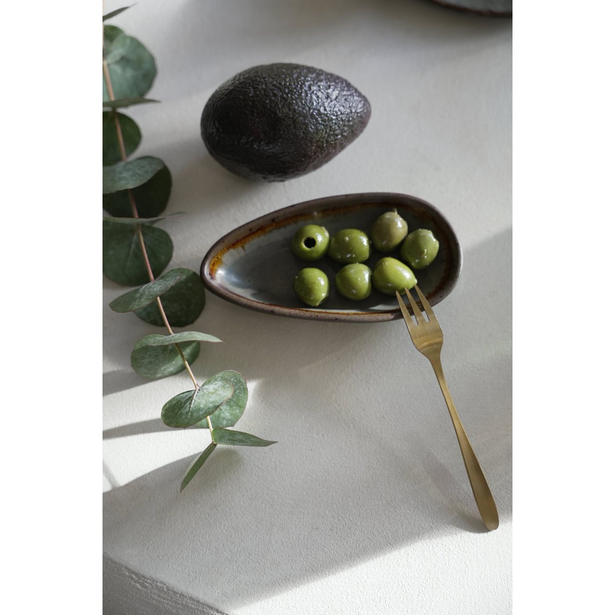 Plateau ovale en grès Côa – Gris Bleué – M | Bazar Bizar