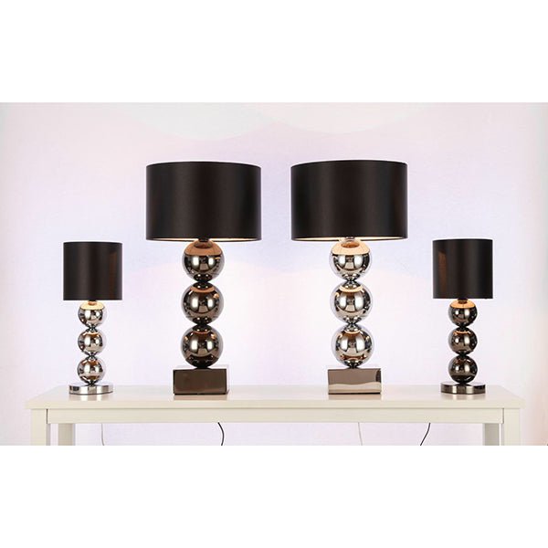 Lampe à poser Mini Globe chromée avec abat-jour noir – 53 cm