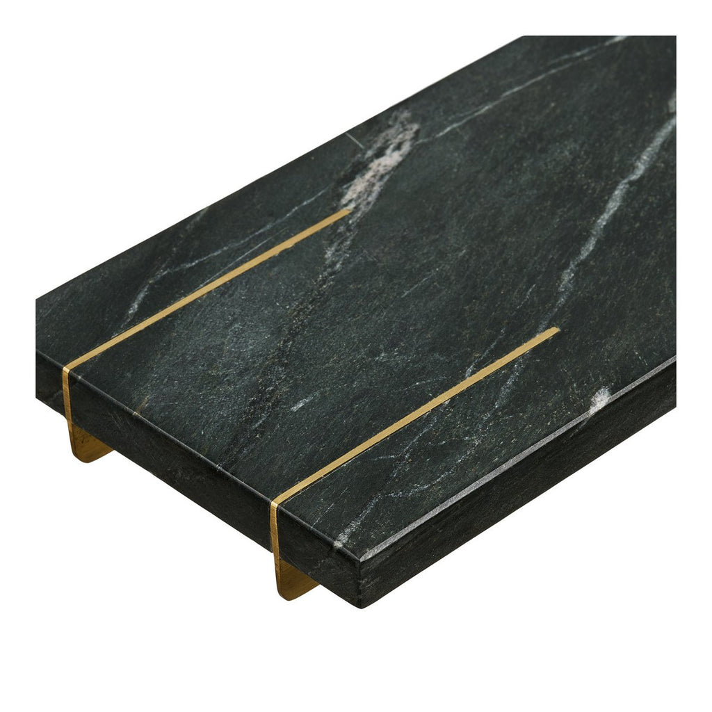 Plateau Diu en marbre noir et coloris laiton 38 × 12,5 cm