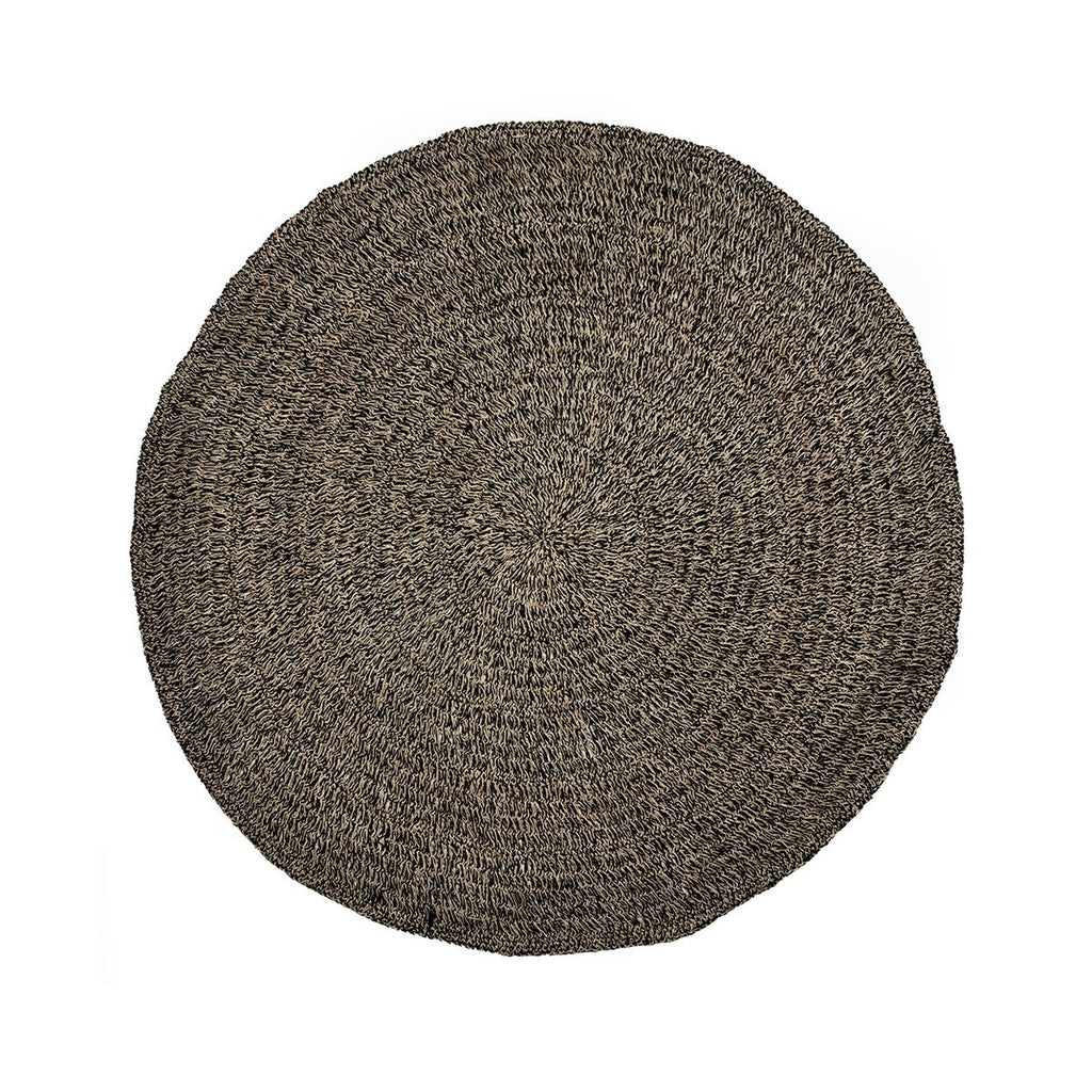 Tapis rond en jonc de mer Seagrass – Noir Naturel – Ø200cm | Bazar Bizar
