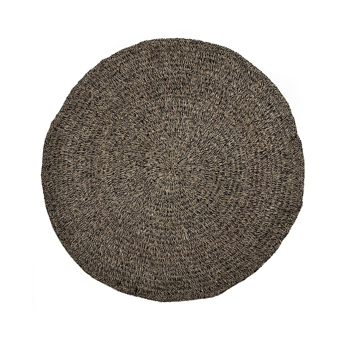 Tapis rond en jonc de mer Seagrass – Noir Naturel – Ø200cm | Bazar Bizar