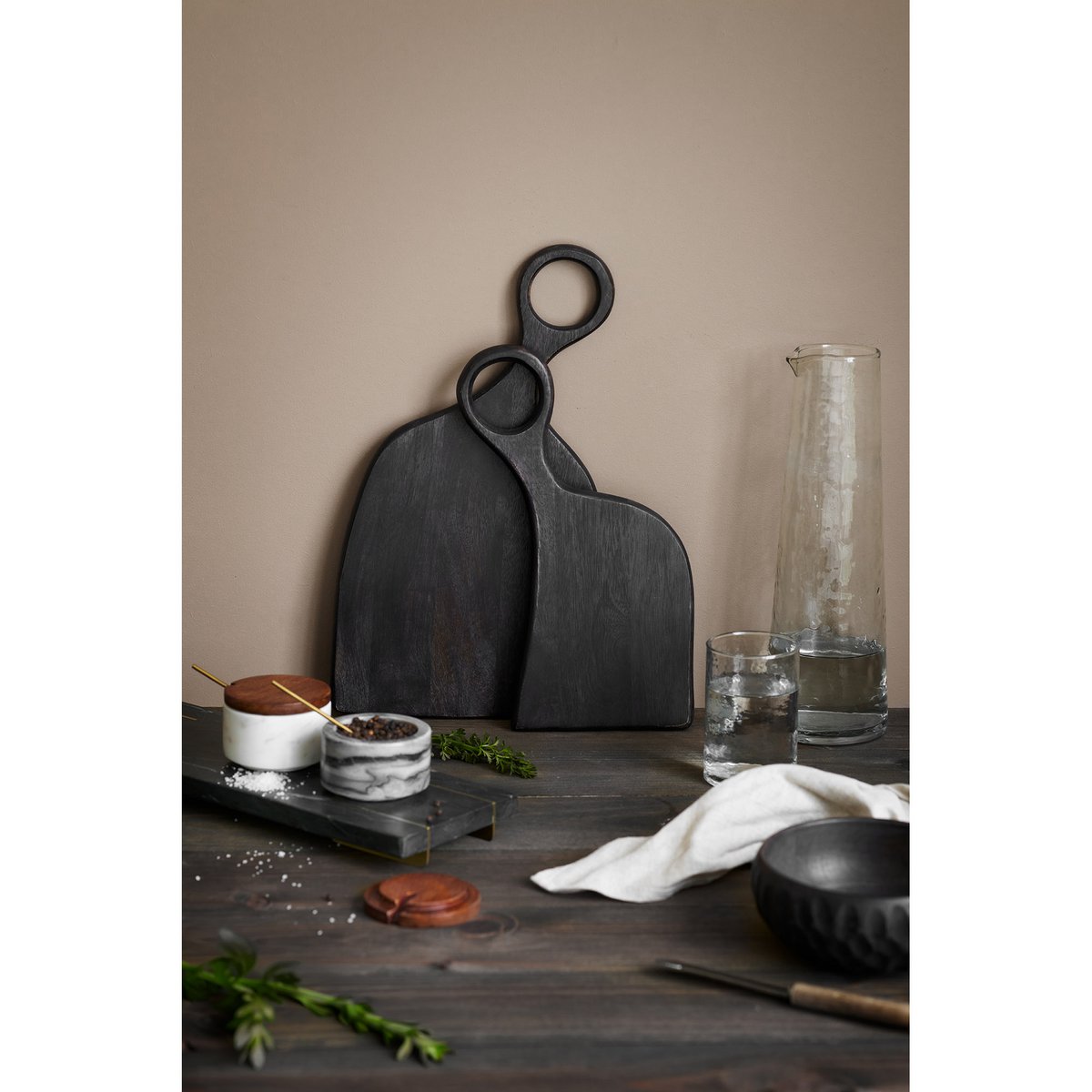 Plateau Diu en marbre noir et coloris laiton 38 × 12,5 cm