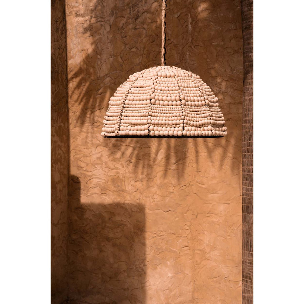 Suspension dôme en perles de bois – Naturel | Bazar Bizar