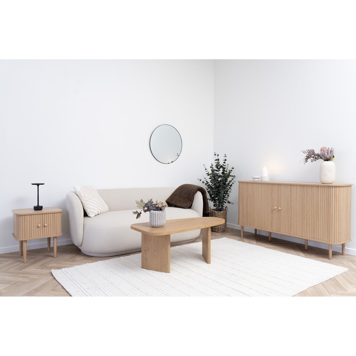 Buffet Nikko - MDF & Pin Naturel, 140x40x79 cm