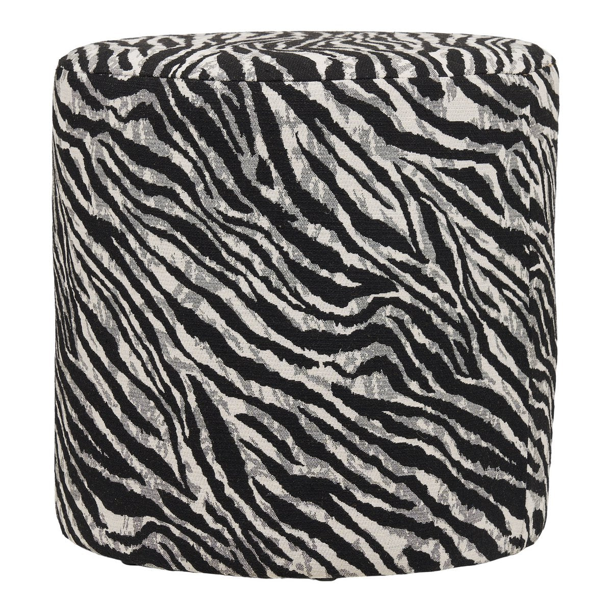 Pouf Kimberley en jacquard noir et blanc – Ø 40 × 40 cm