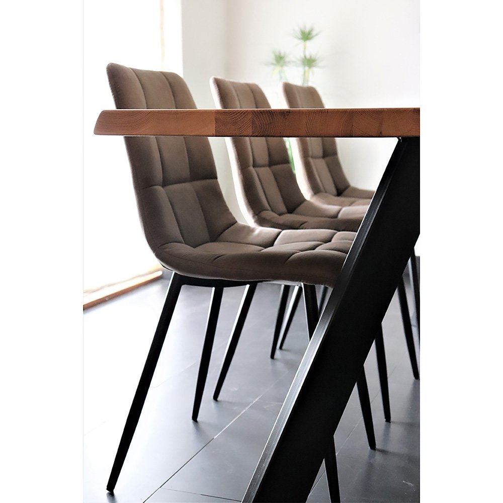 Chaise de salle à manger Middelfart – Marron, microfibre, pieds en métal noir – Lot de 2