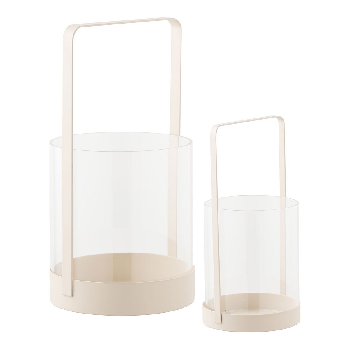 Bougeoirs Hurricane - Verre & Métal Beige, Lot de 2 (S+L)