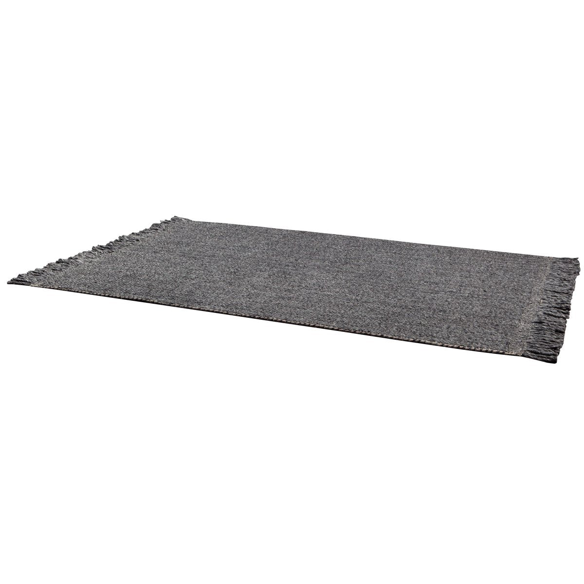 Tapis Kulti Gris en laine mélangée à franges 120 × 170 cm