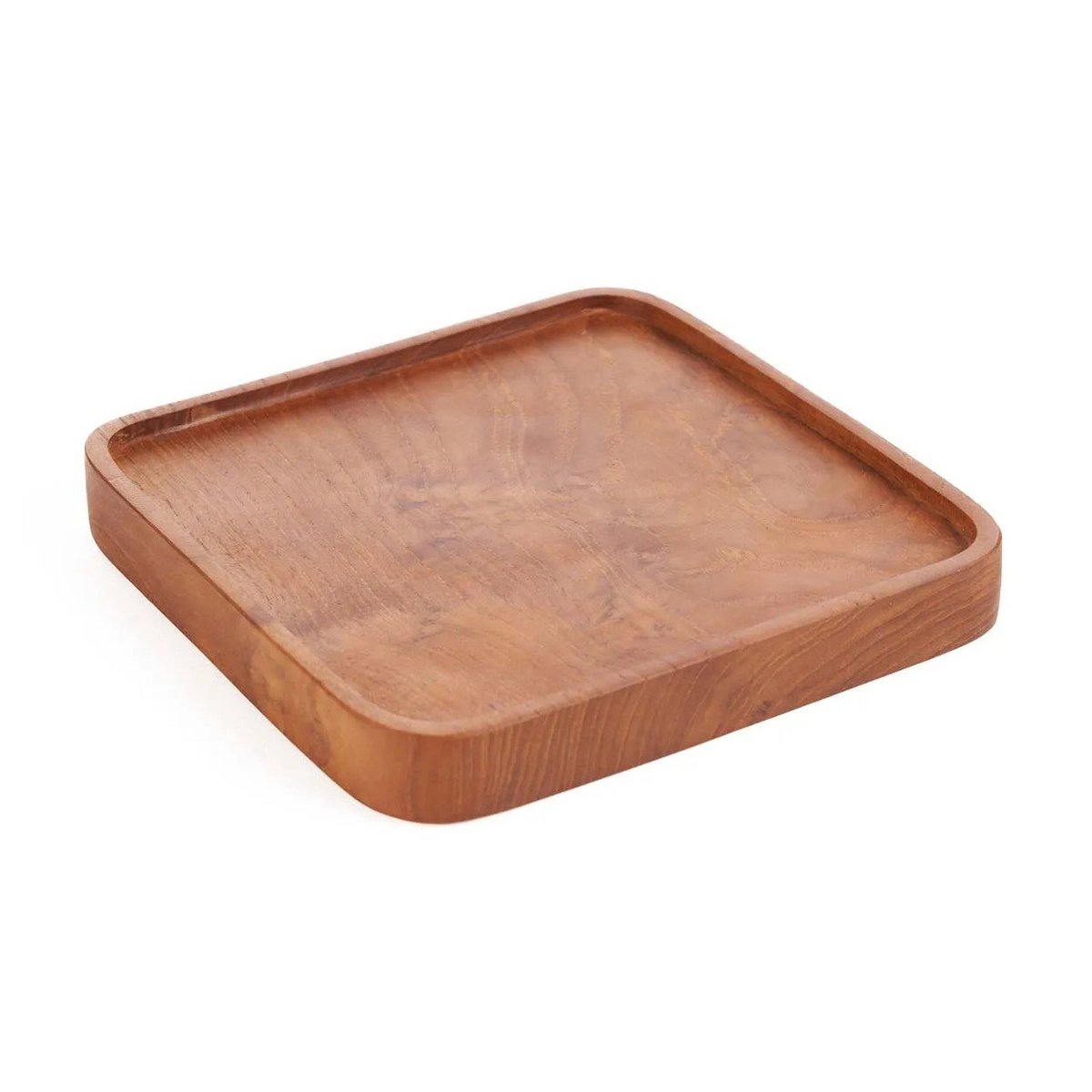 Assiette carrée en teck – Naturel – XS | Bazar Bizar