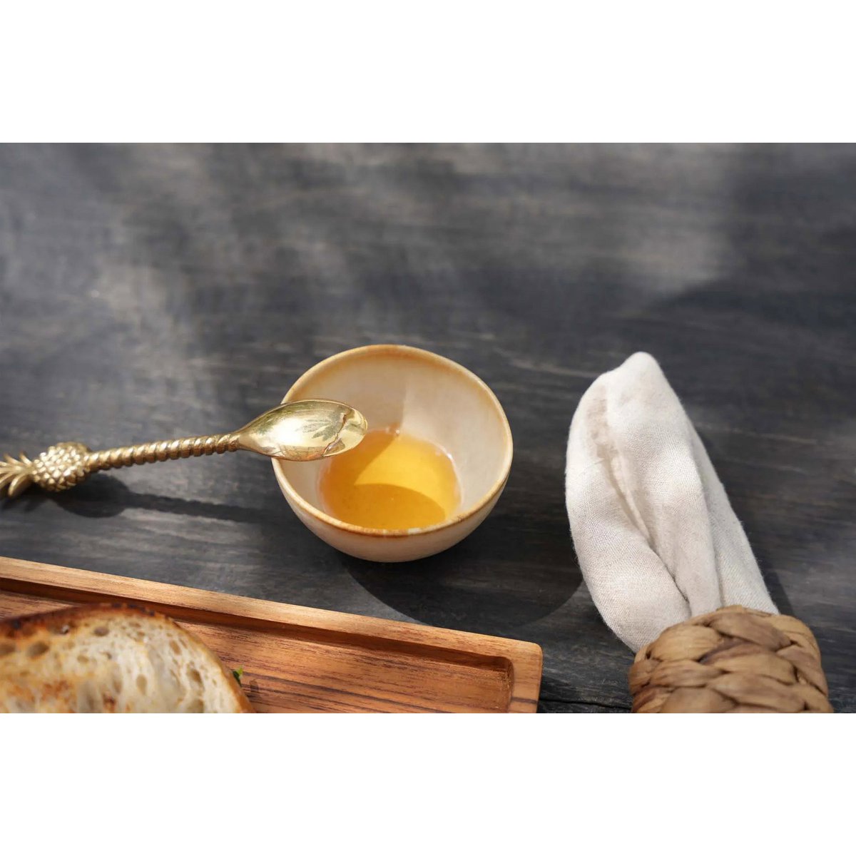 Bol à sauce en grès Cascais – Blanc Bord Ambré – S | Bazar Bizar