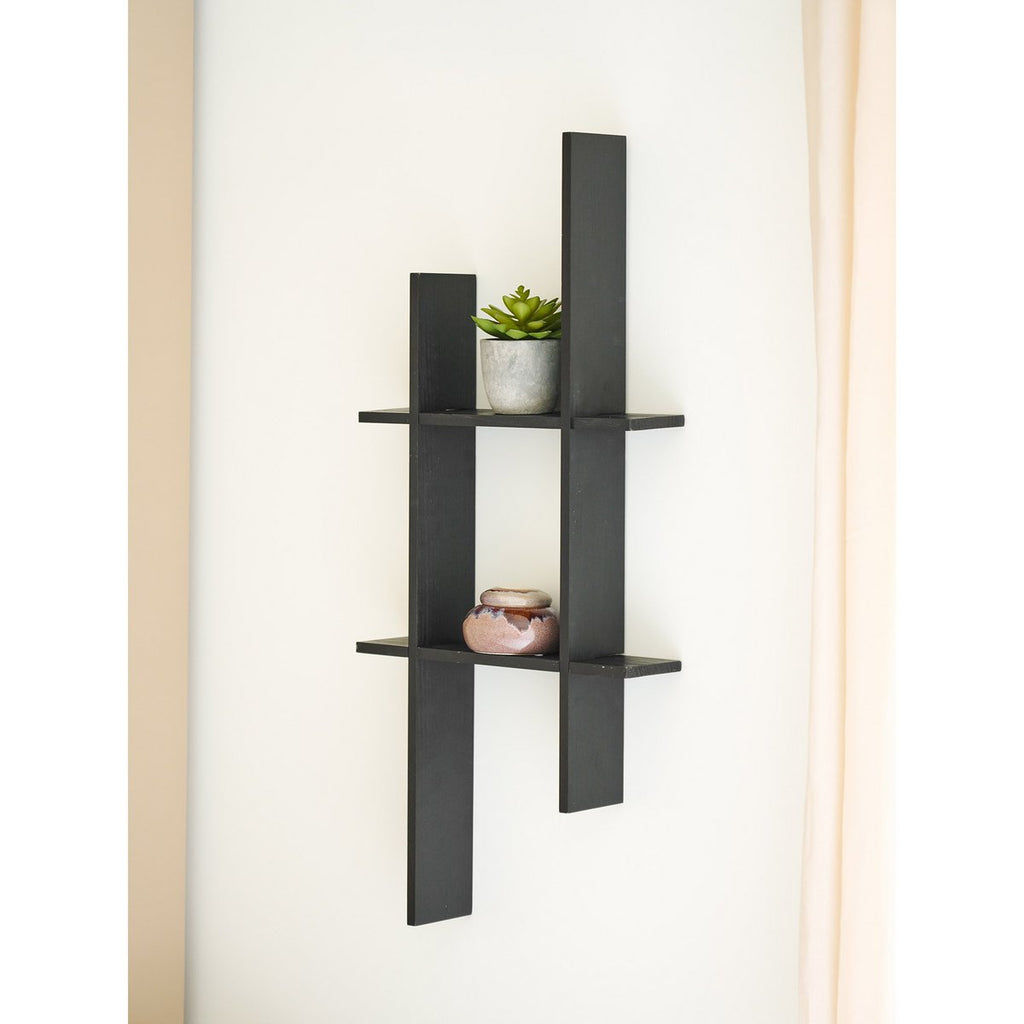Étagère murale Mostar en pin noir – 86 × 10 × 38 cm