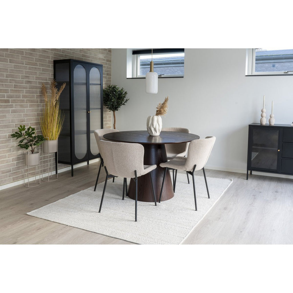 Chaise de salle à manger Maceda – Bouclé beige & pieds noirs (lot de 2)