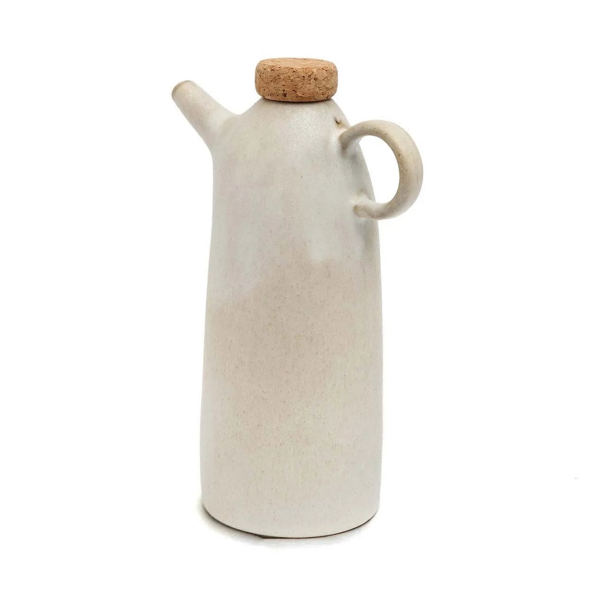 Huilier en grès N°78 – Blanc Vernis Craquellé – Bouchon Liège | Bazar Bizar