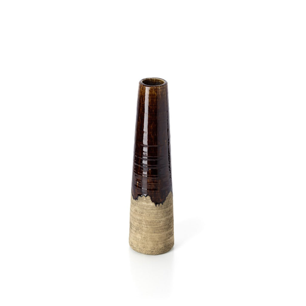 Vase conique en grès Ambre – Brun Béton – M | Bazar Bizar