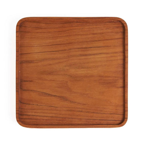 Assiette Carrée en Teck - Naturel - S