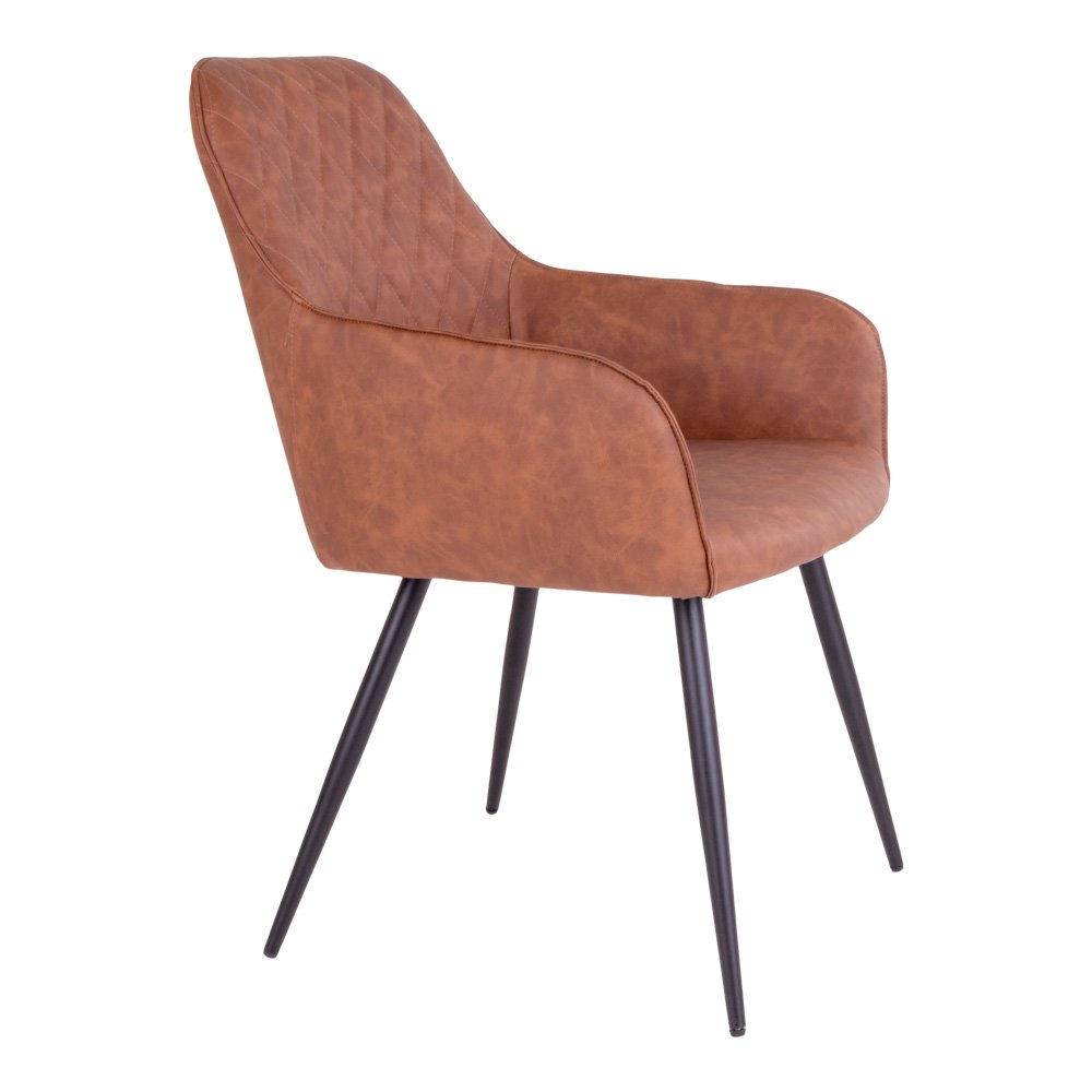Chaise de salle à manger Harbo – PU, acier, marron – Lot de 2