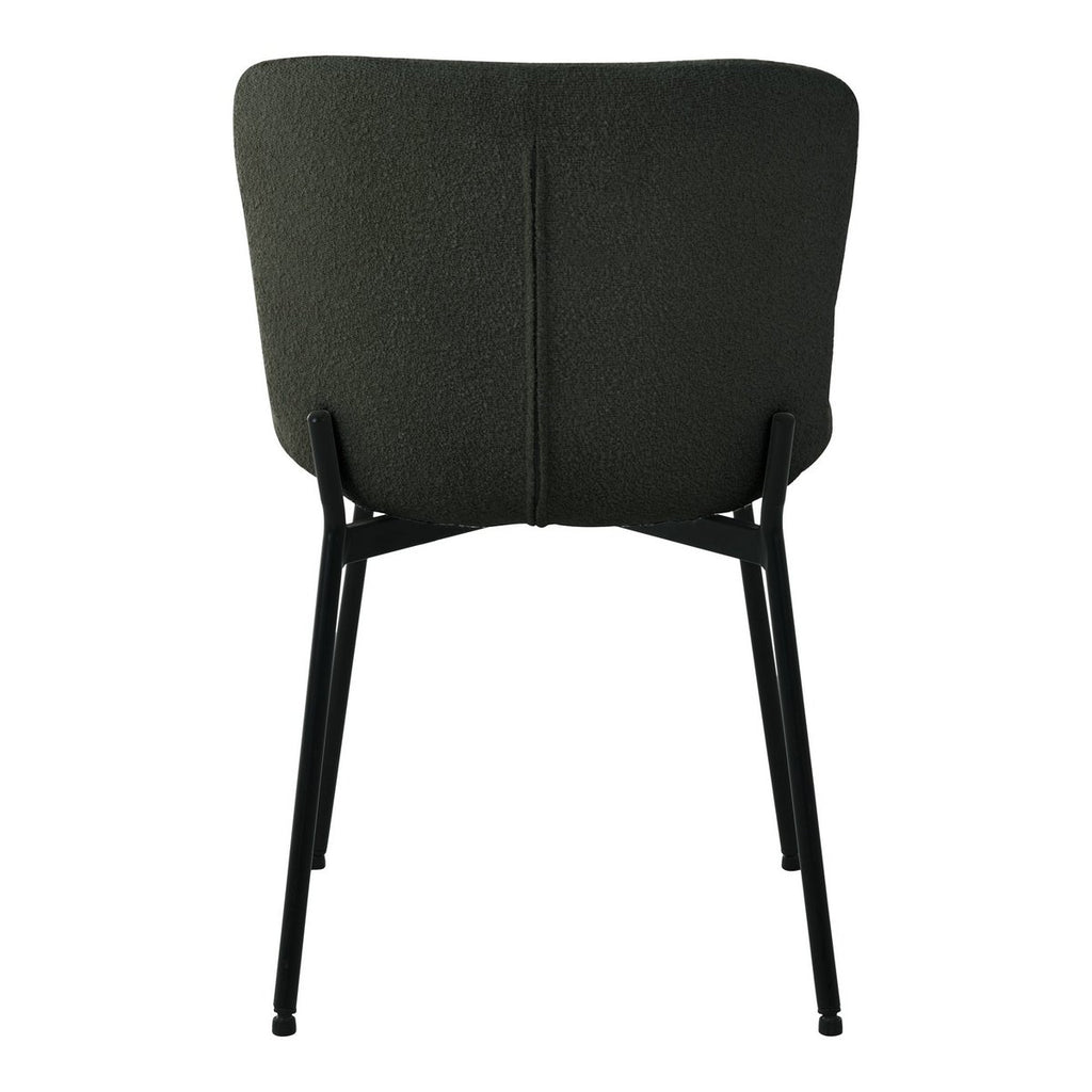 Chaise de salle à manger Maceda – Bouclé vert foncé & pieds noirs (lot de 2)