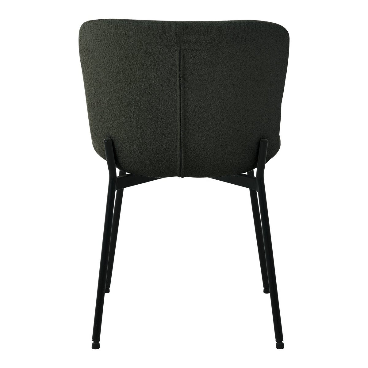 Chaise de salle à manger Maceda – Bouclé vert foncé & pieds noirs (lot de 2)