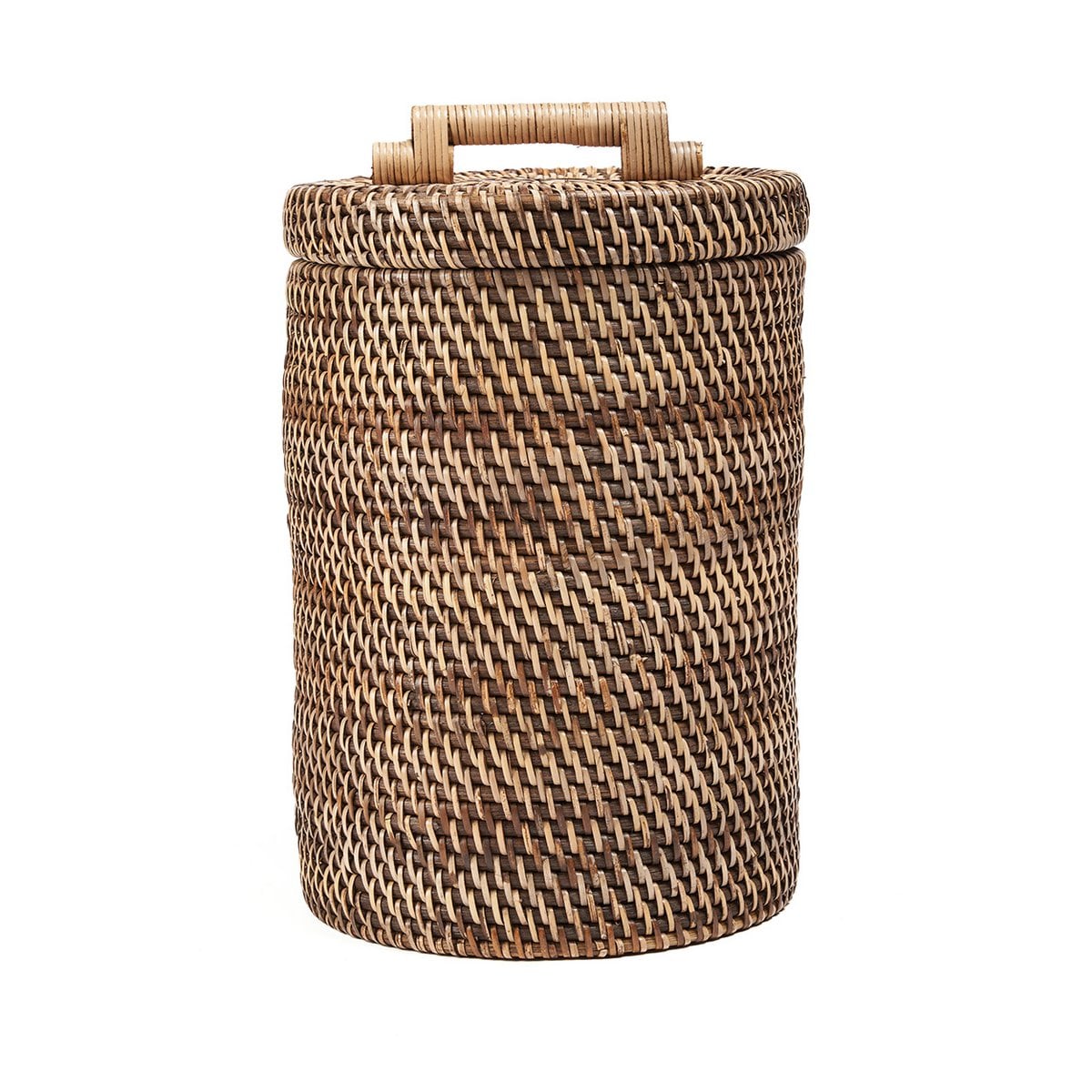 Panier de rangement en rotin avec couvercle – Brun Naturel – Haut | Bazar Bizar