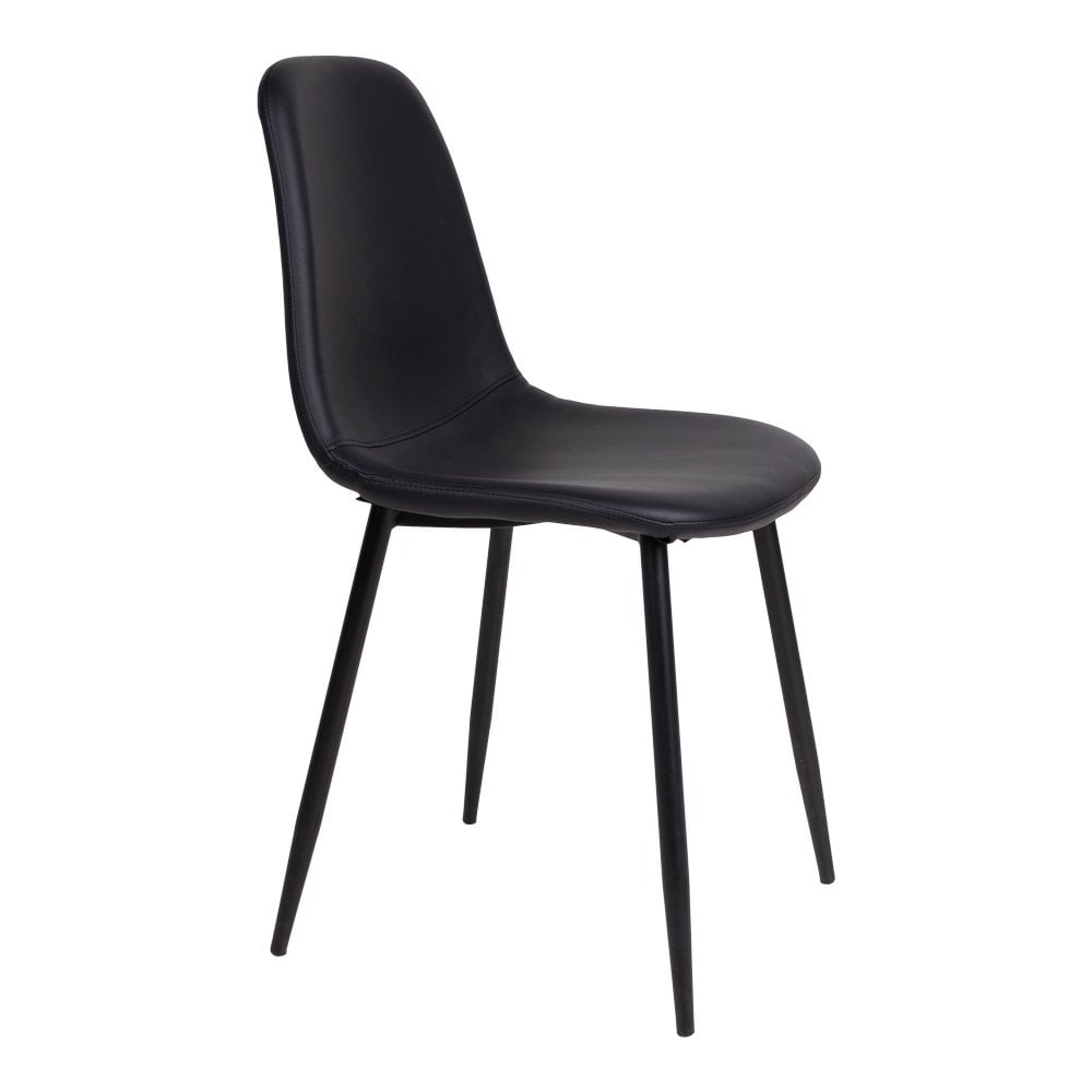 Chaise de salle à manger Stockholm – Noir, cuir PU, pieds en métal noir – Lot de 2