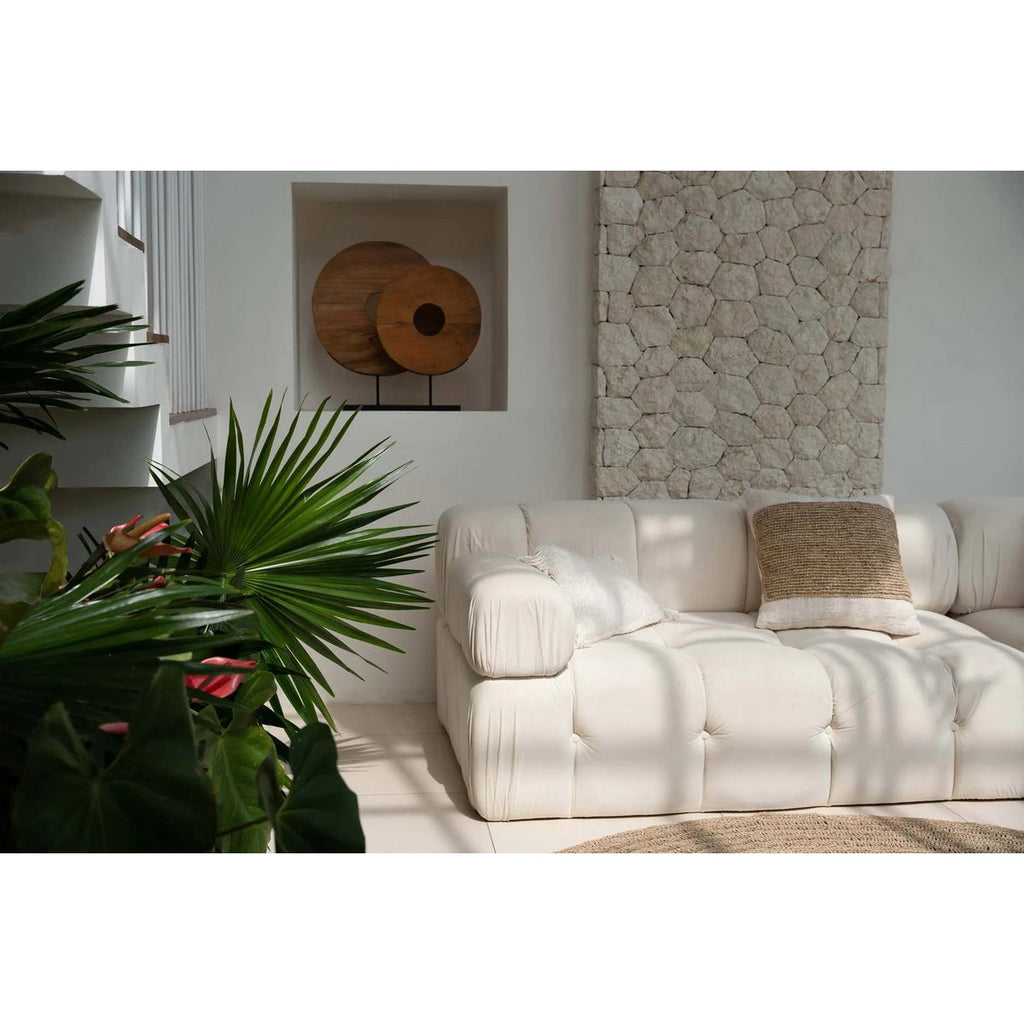 Sculpture disque en bois sur pied 60 cm