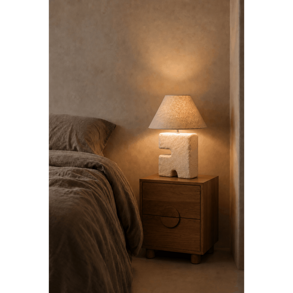 Lampe de table en papier mâché L’Objet – Blanc – M | Bazar Bizar