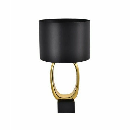 Lampe à poser Mara dorée avec abat-jour noir satiné