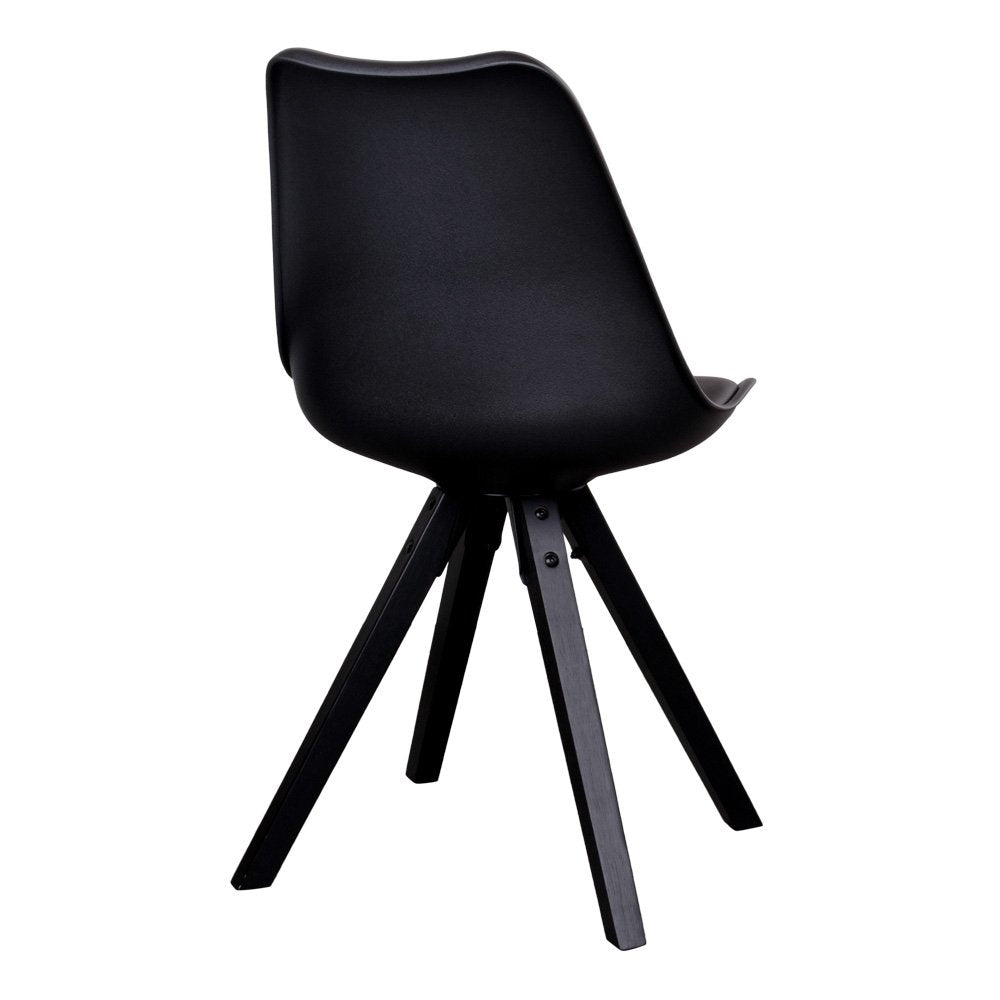 Chaise de salle à manger Bergen – Cuir PU noir & bois noir (lot de 2)