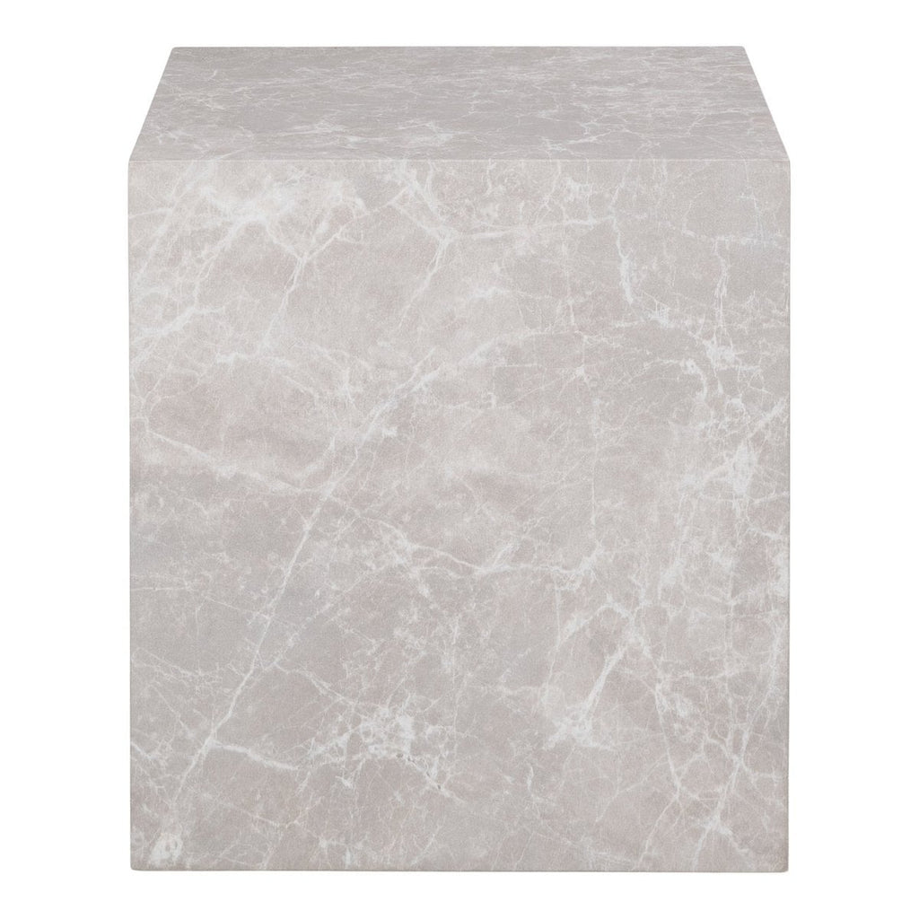 Table d'Appoint Prague - Aspect Marbre Beige, 40x40x45 cm