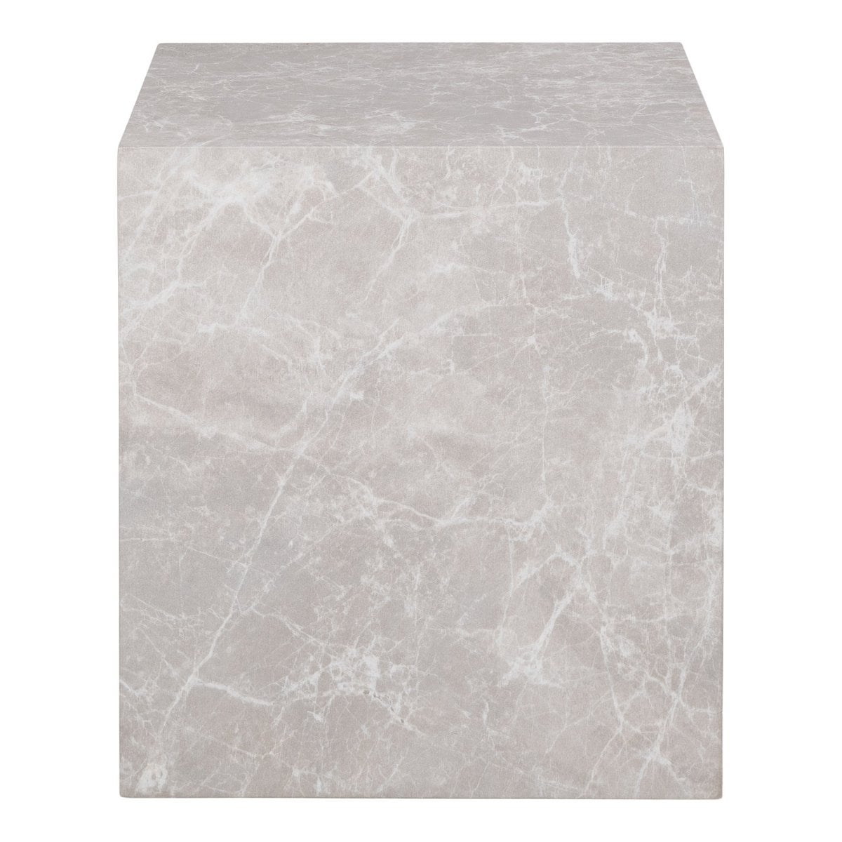 Table d'Appoint Prague - Aspect Marbre Beige, 40x40x45 cm