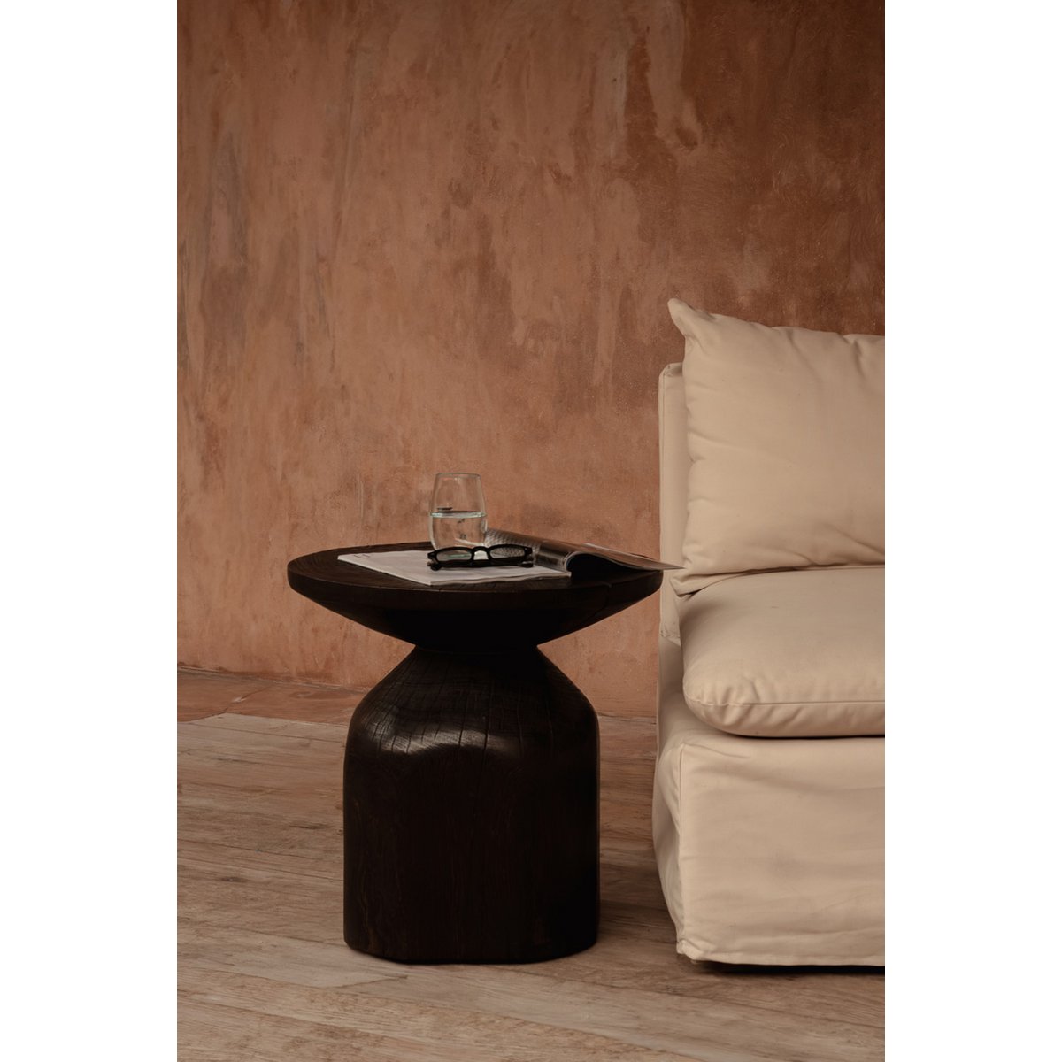 Table d’appoint tambour Drumline – Noyer foncé | Bazar Bizar