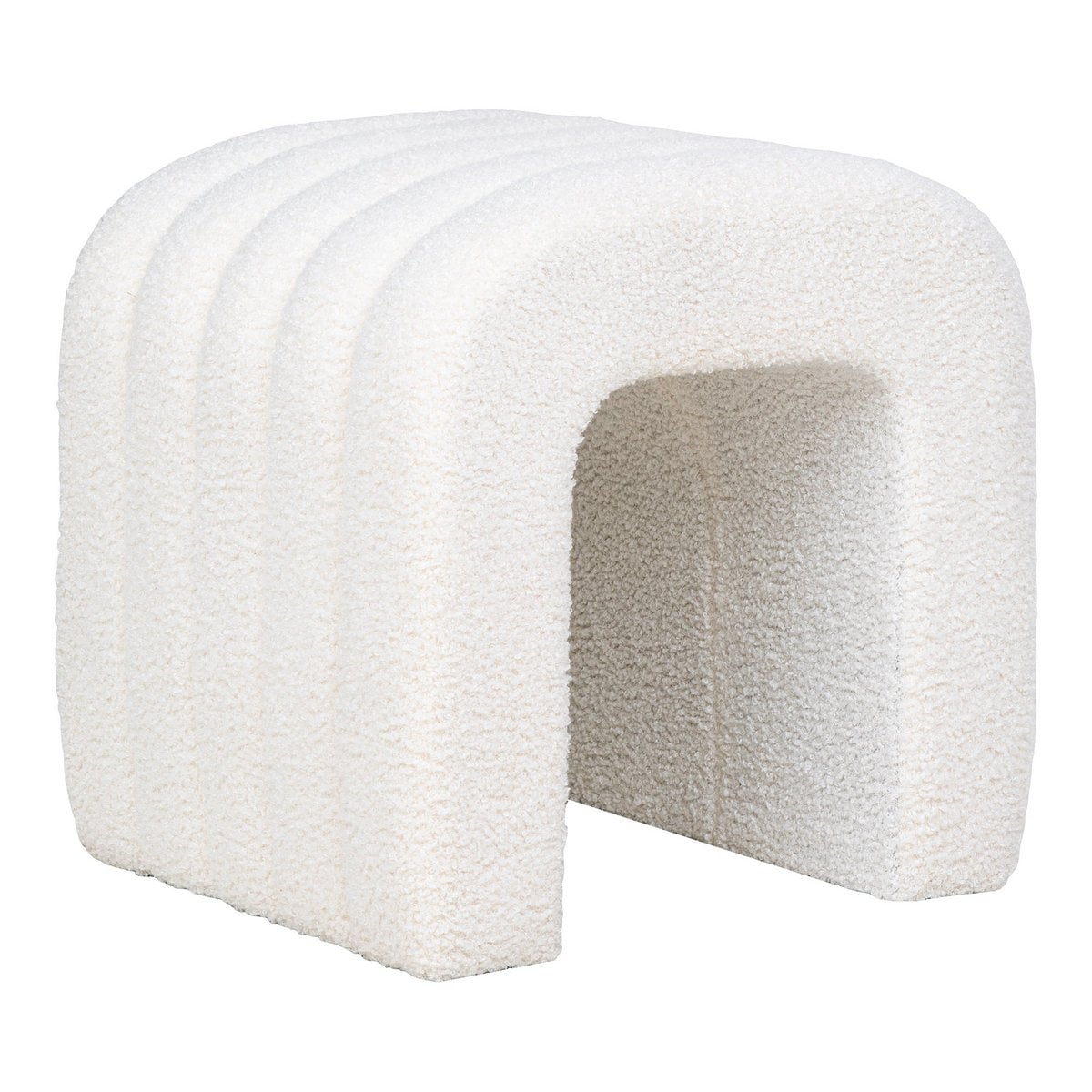 Pouf Colma - MDF, Pinède, Mousse, Polyester, Blanc - 41x36,5 cm