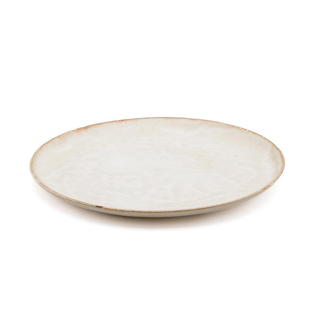Assiette à dîner en grès Cascais – Blanc Bord Terre Brûlée – L | Bazar Bizar