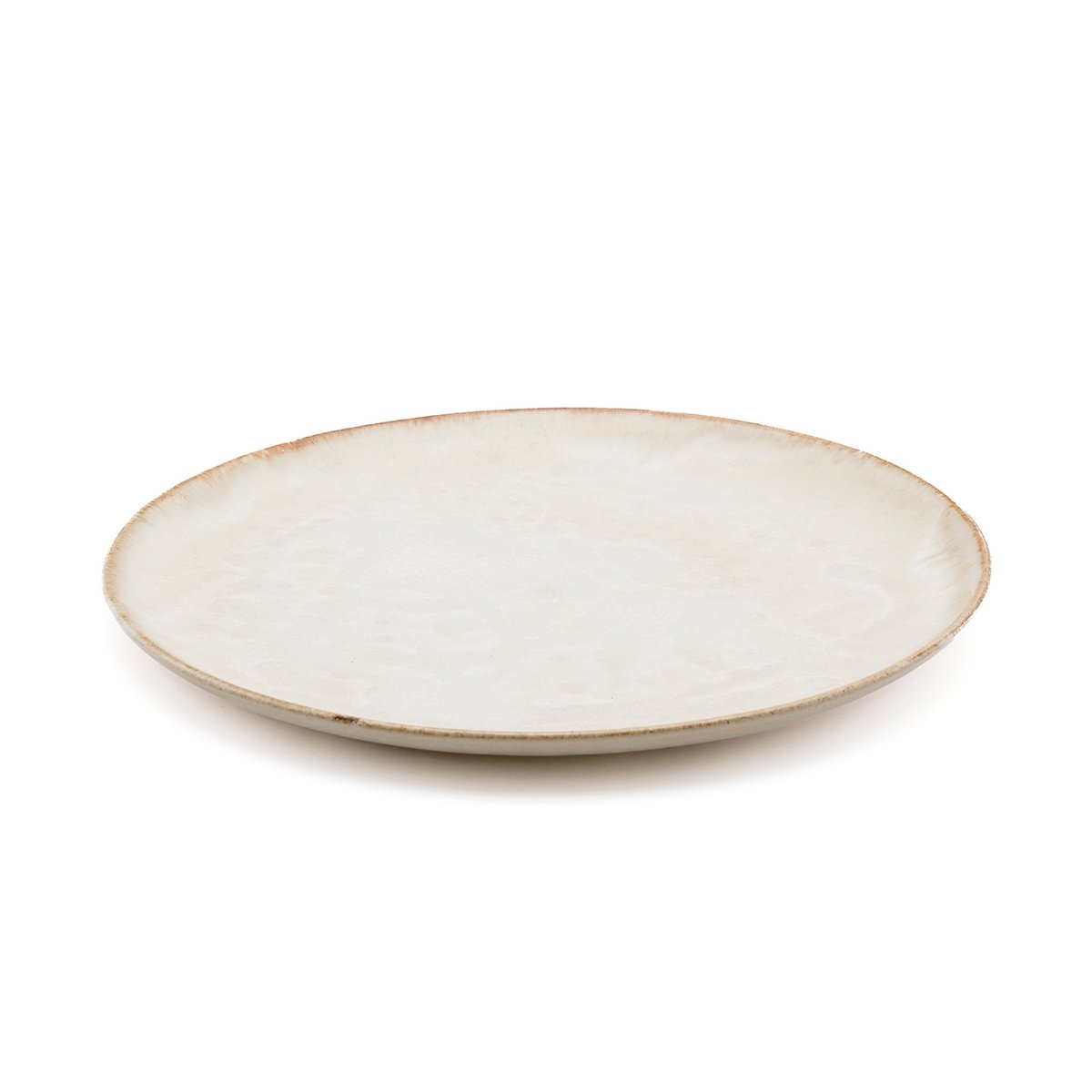 Assiette à dîner en grès Cascais – Blanc Bord Terre Brûlée – L | Bazar Bizar