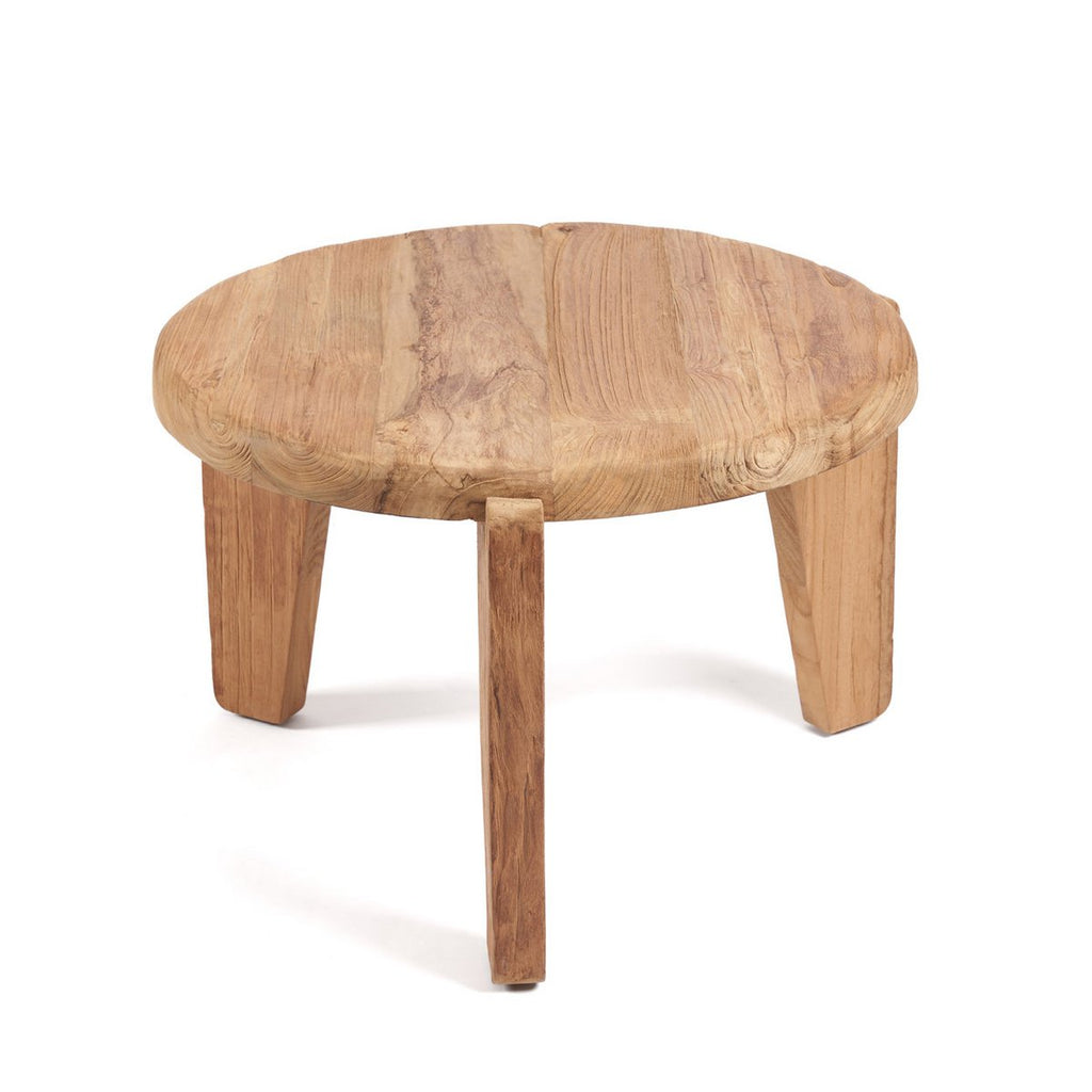 Table basse Wabi Sabi M en teck récupéré – Ø 60 cm