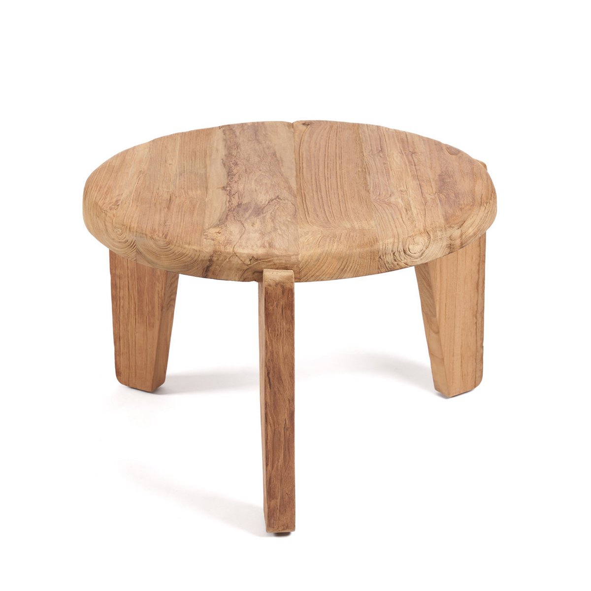 Table basse Wabi Sabi M en teck récupéré – Ø 60 cm