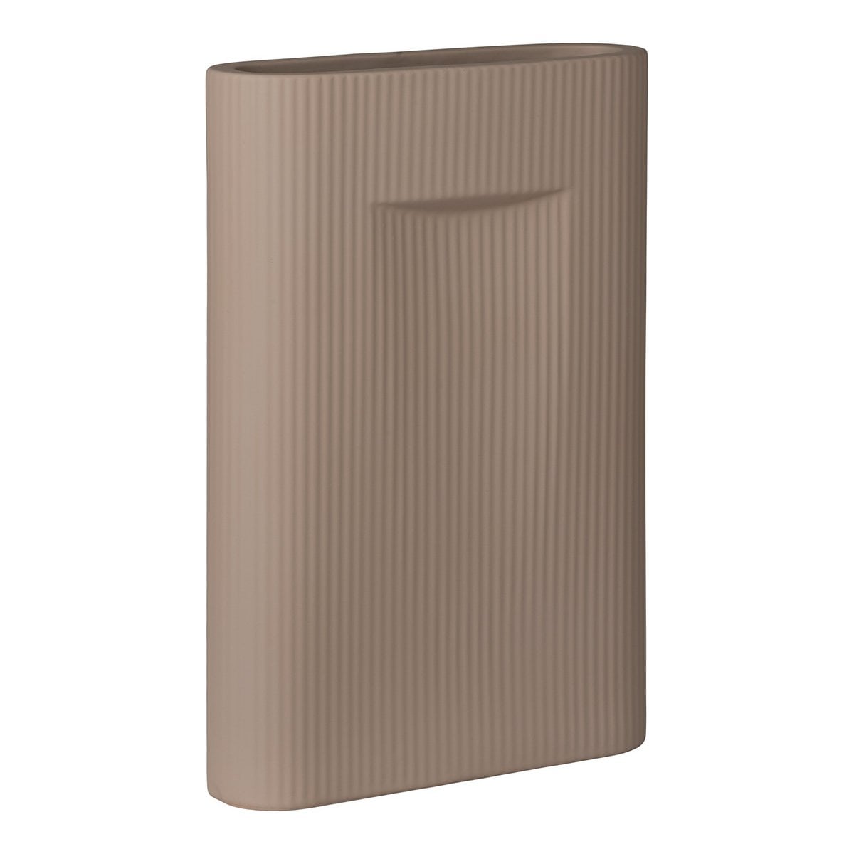 Vase en Céramique Marron - Forme Ovale, 24x8,5x35,5 cm