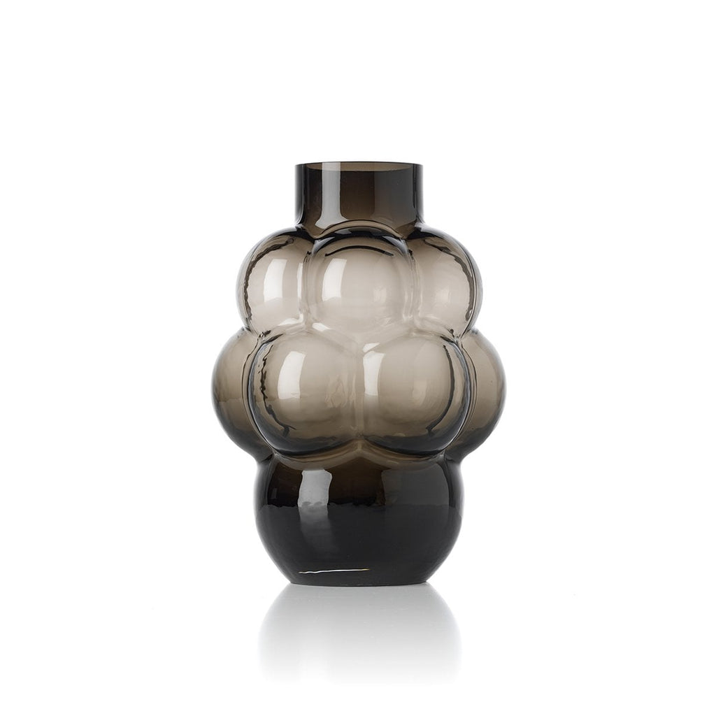 Vase Raisin gris foncé L en verre recyclé – 25 cm