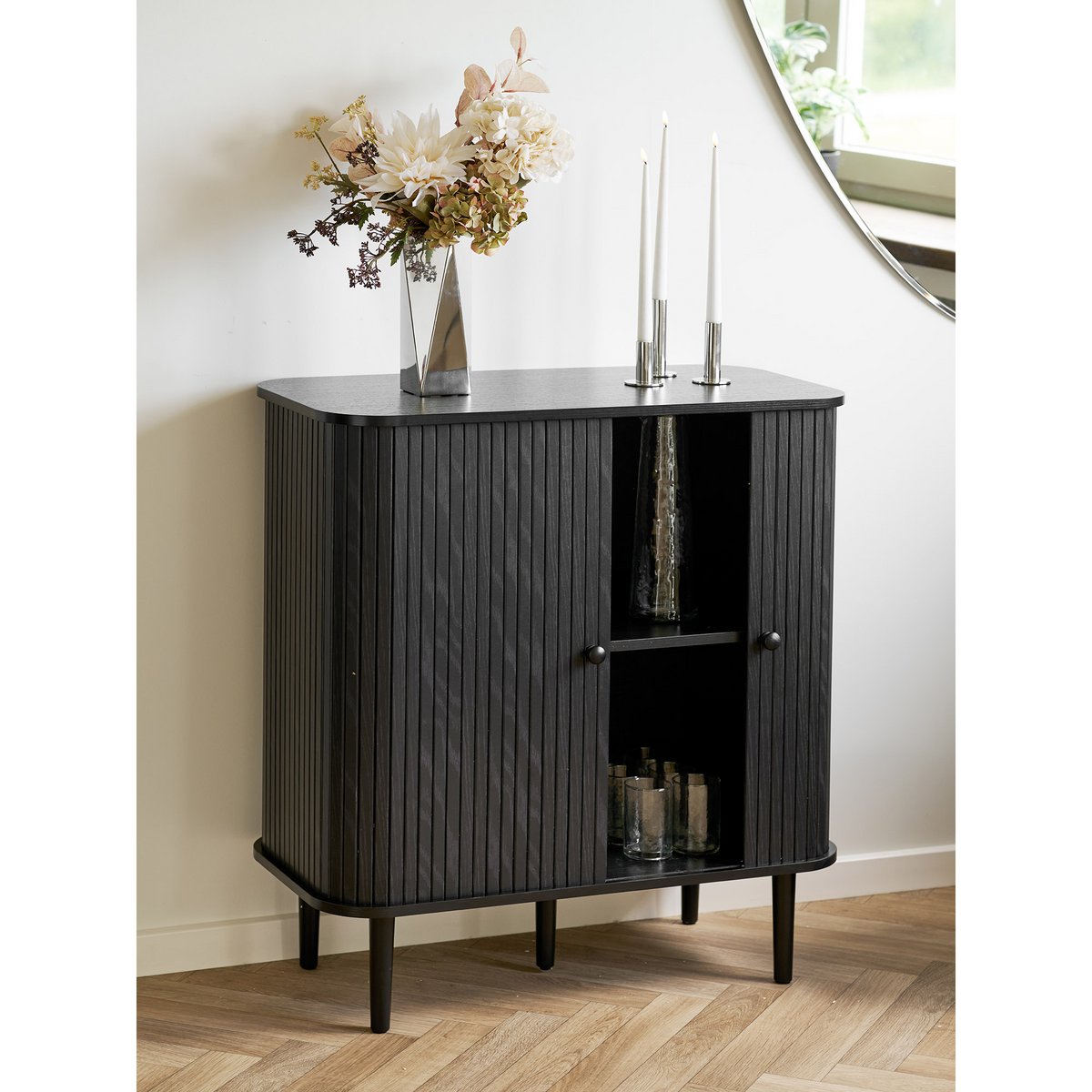 Buffet Nikko noir – 2 portes – 80 × 40 × 87 cm